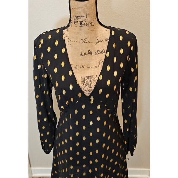 Shein Metallic Polka Dot V-Neck Dress Size S/4 - Picture 3 of 5